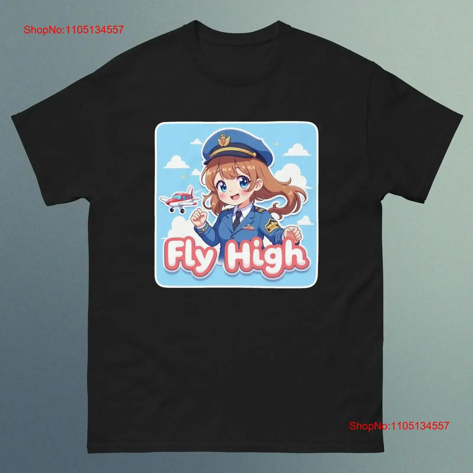 Anime Pilot Lady Fly High Design G  T Shirt vintage Washed homme Casual Unisex Versatile Stretched graphic Comfortable