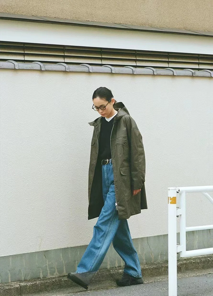 PREON Early Spring Workwear Style Hooded Jacket Coat with Pockets Long Sleeve Commute Friendly Loose Fit Regular Thickness
