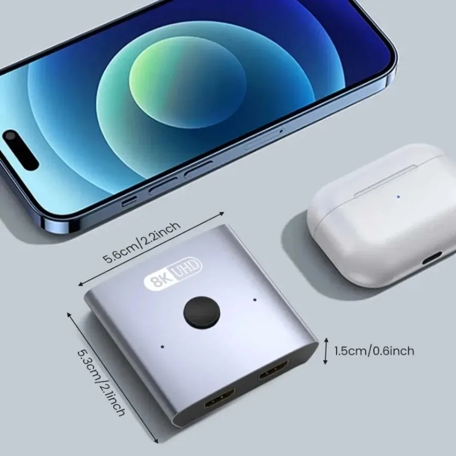 2025 8K ثنائي الاتجاه متوافق مع HDMI 2.1 مقسم 2 في 1 خارج Ultra HD 4K @ 120 هرتز 8K @ 60 هرتز 48 جيجابت في الثانية محور ألومنيوم لـ PS5 Xbox