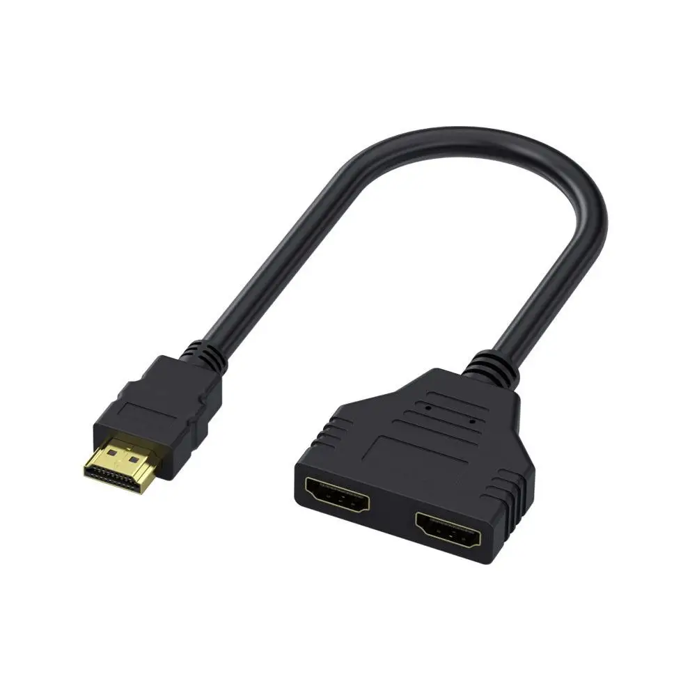 HDMI-compatible Splitter Adapter1 Male Input To 2 Screens Displayed Female Output 1080P Full HD Cable Converter For Monitor I7Q1