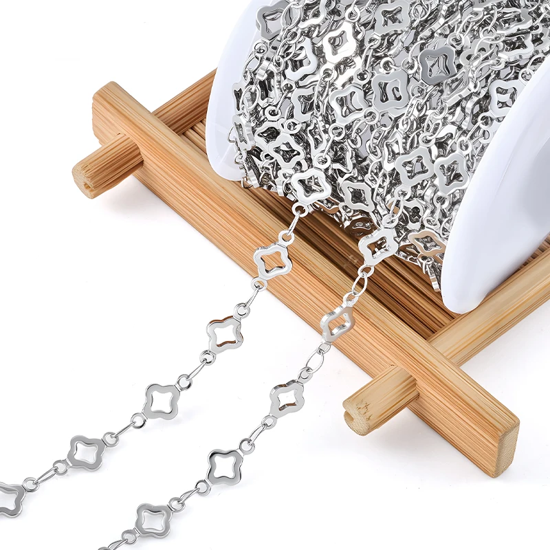 

Stainless Steel Four-leaf Clover Chains for Bracelet Necklace Anklet DIY Jewelry Making Materials Accessories Crafting Supplies