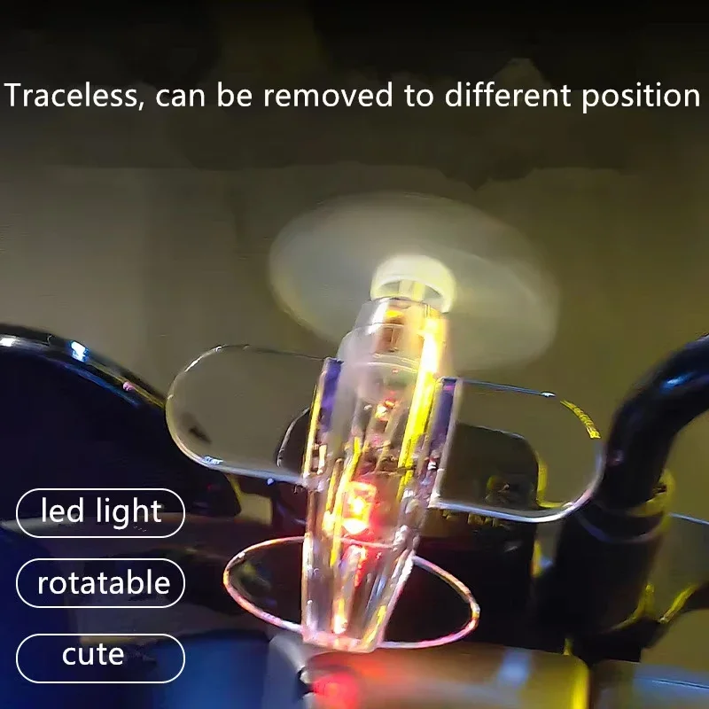 Wind Powered LED Airplane Night Light Ornament Rotating Motorcycle Handbar Car Rearview Mirror Decoration Eco-Friendly Motion image 3