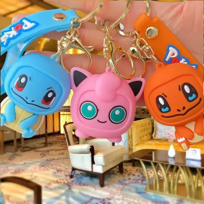 Pokemon Keychain Batch Pendant Pokemon Keyring Cute Pikachu Doll Bag Car Pendant for Birthday Kids Gift Toys Charm Bulk Gourd