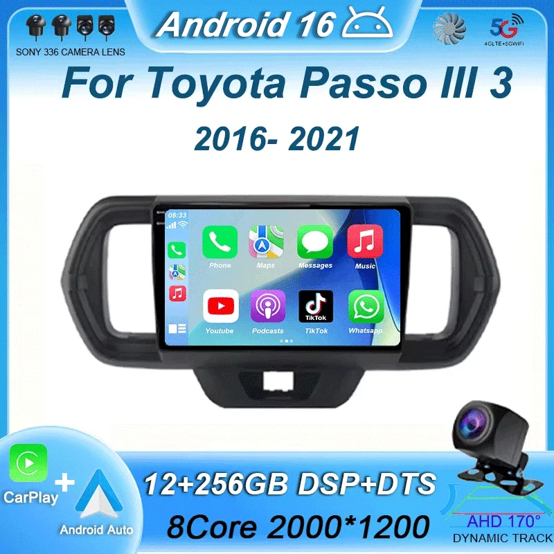 

Автомагнитола Android 16 для Toyota Passo III 3 2016-2021: мультимедийный видеоплеер, навигация, беспроводной Bluetooth, Carplay, сенсорный экран
