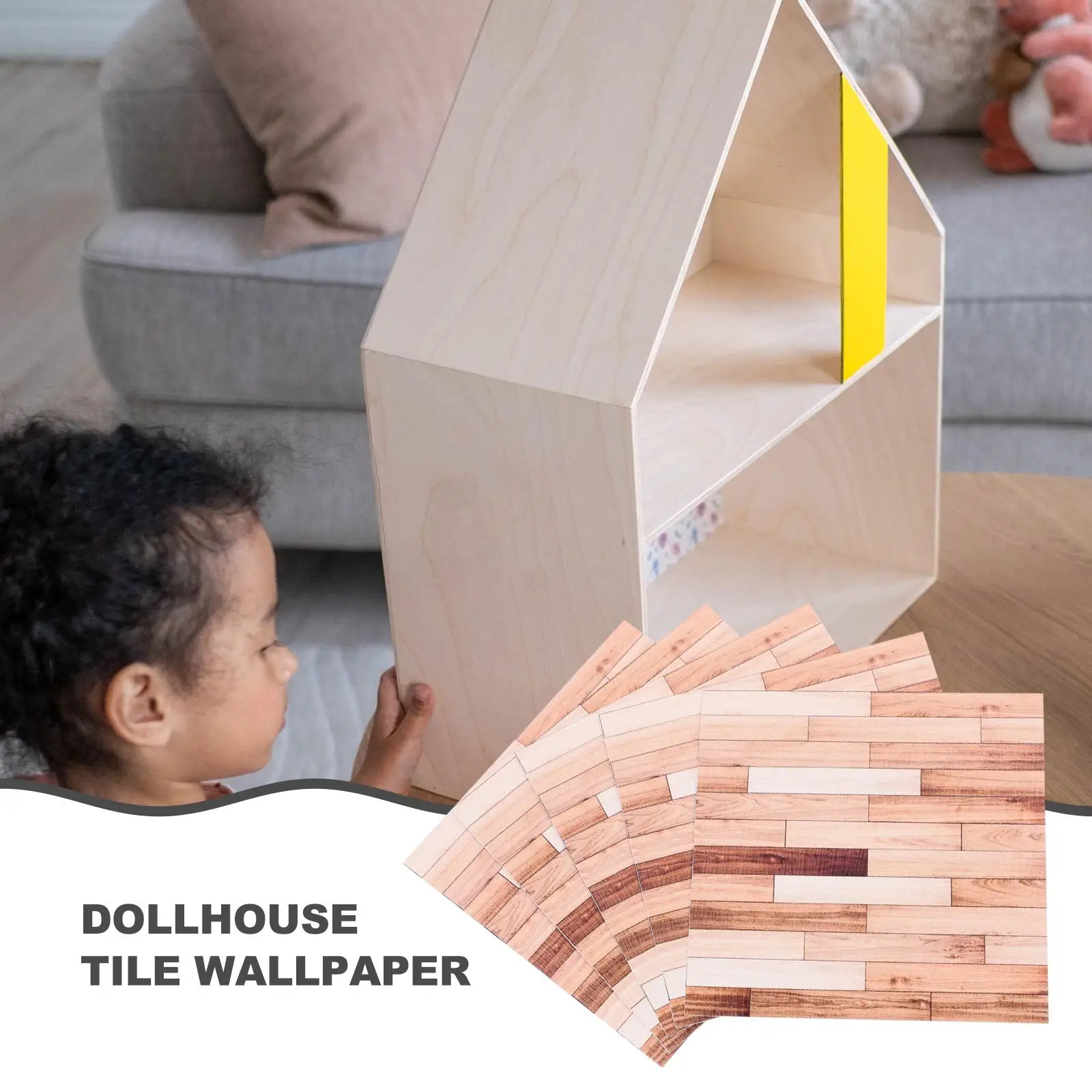 5 sztuk samoprzylepne panele ścienne 10x10cm drewno słojowane akcesoria do domku dla lalek miniaturowe tapety DIY dla skali 1:12