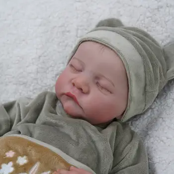 Risbecko 43公分 Levi 新生兒娃娃 重生娃娃 睡眠 柔軟矽膠 靈活 3D膚色 可見血管 手繪頭髮娃娃 10 最佳銷售 Feelwind 重生娃娃 - №1