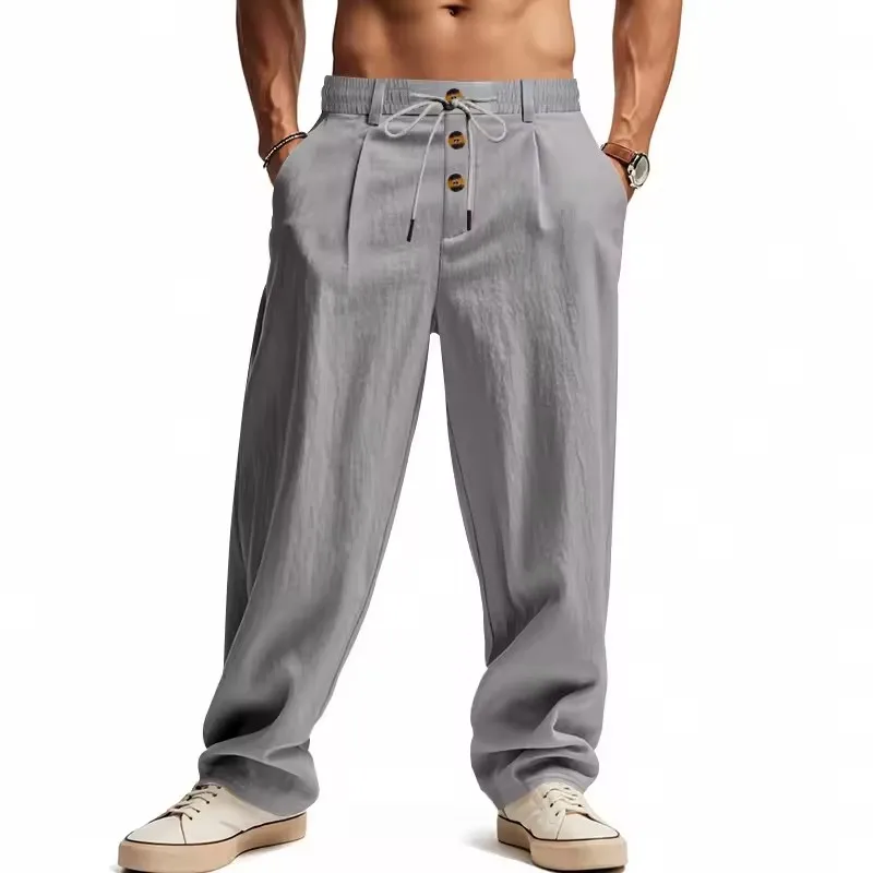 Men's Summer Casual Breathable Trousers Solid Color High Quality Sweatpants Hawaiian Beach Sports Jogging Pants