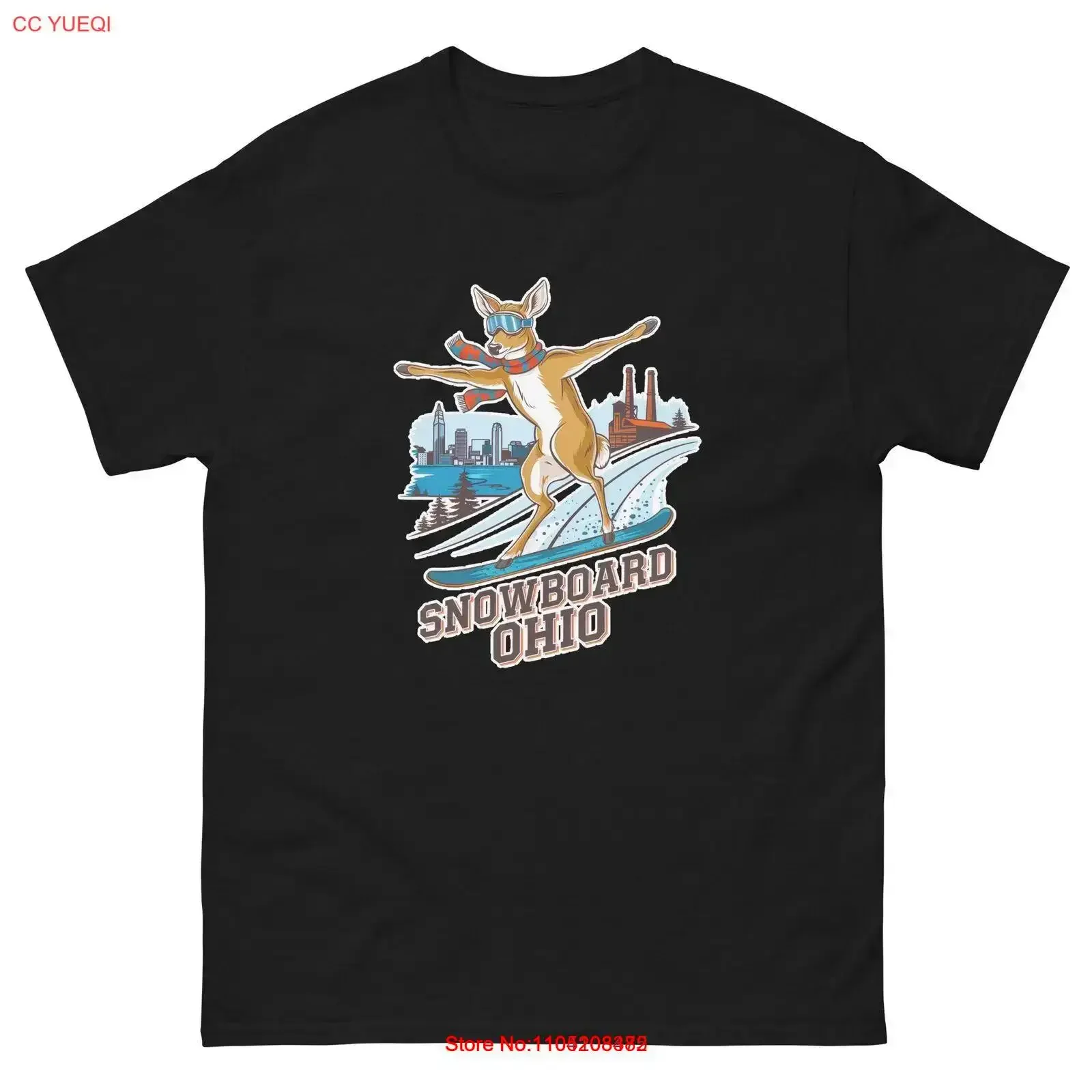 

Сноуборд Огайо Олень США Сноубординг Футболка с животными винтажная стираная удобная универсальная растянутая мягкая дышащая мужская футболка