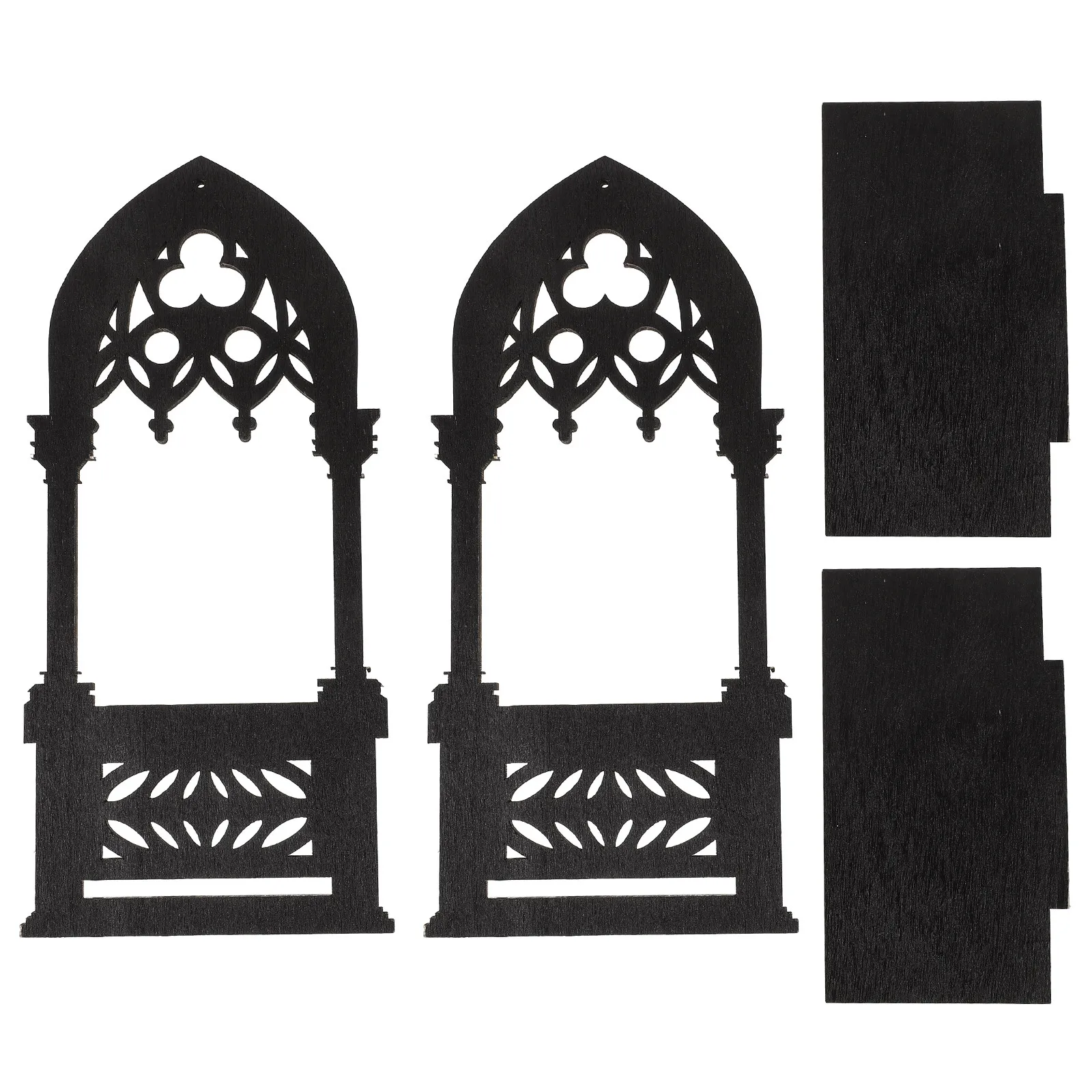 

1Pair Gothic Wooden Holder Vintage Arch Style Decorative Stand for Table Centerpiece Home Bar Office Decor