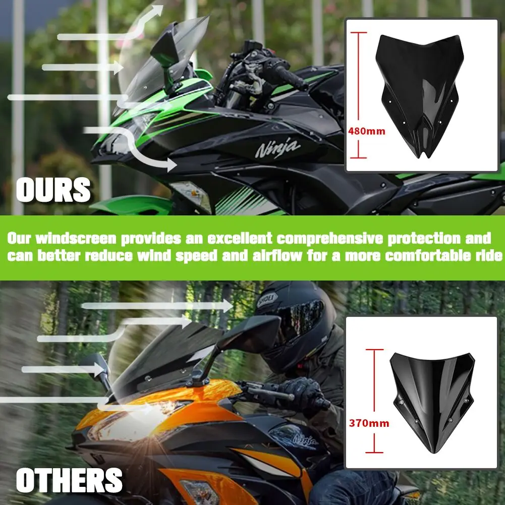 For Ninja 650 Windshield Windscreen for Kawasaki Ninja650 2017 2018 2019 Motorcycle Wind Deflector Screen Shield Accessories