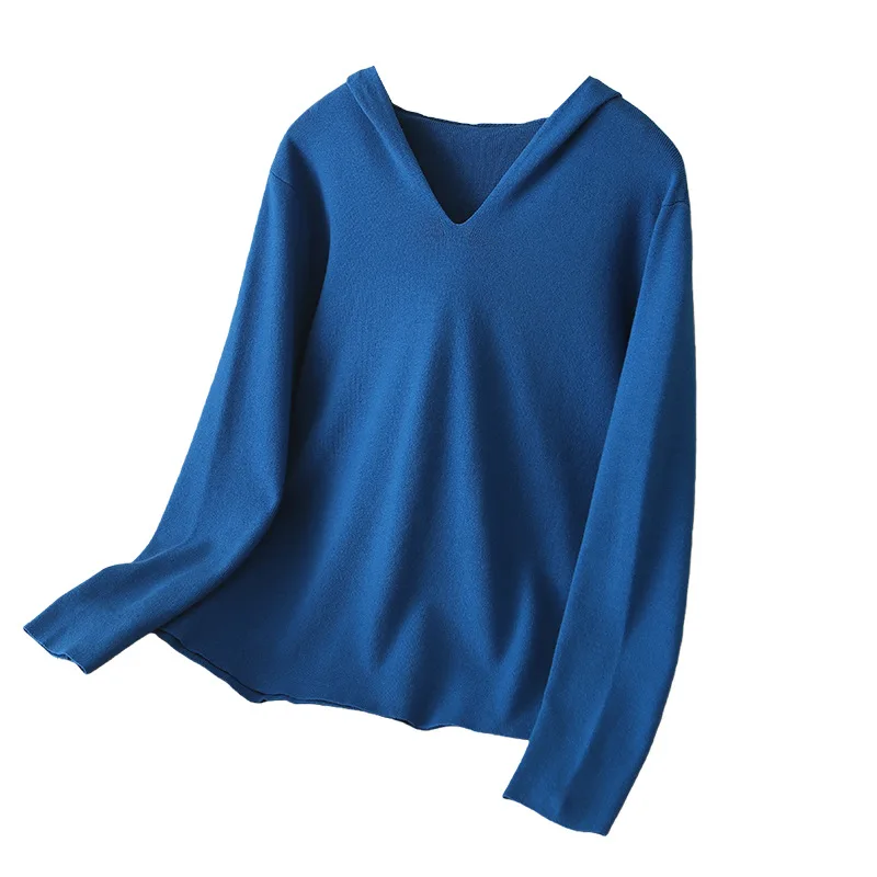 

XXXXL Fashion Plus Size Woman Clothing Sweater 2026 Spring New Casual Solid Color Hooded Knitted Pullover Jumpers 532