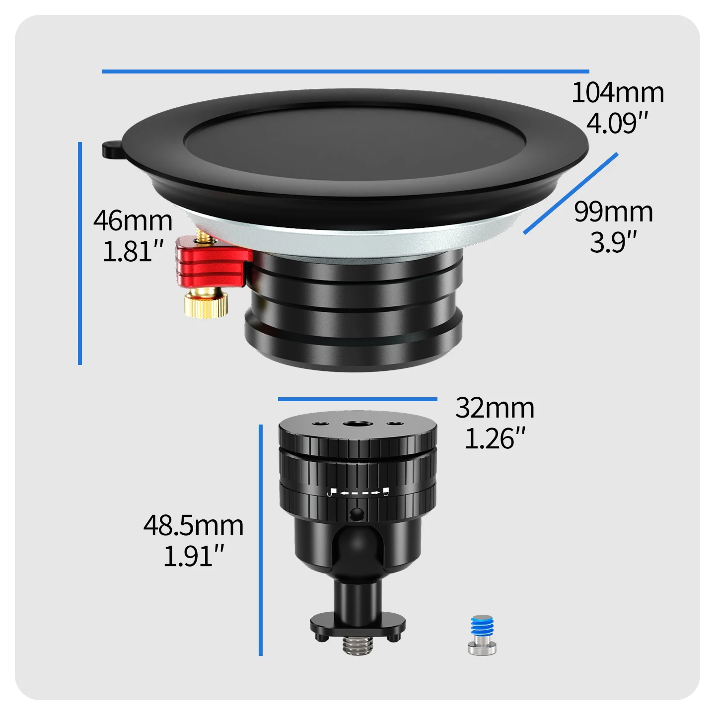 Mini-Kugelkopf, verstellbar, 1/4 Vakuumsaugnapfhalterung, 22 mm, 4 kg Tragkraft, für GoPro, Insta360, DJI 360II Action-Kamera, Glashalterung fürs Auto – Detail 23