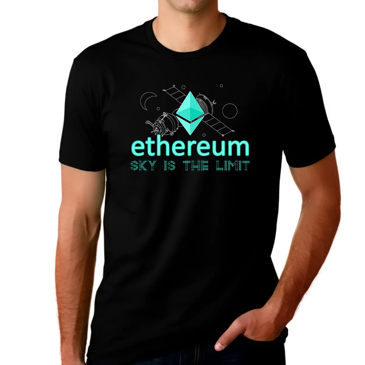 Special Creative Style Ethereum Sky is The Limit T Shirt men Bitcoin Blockchain Cryptocurrency T-Shirt Funny Ether ETH Tee Shirt