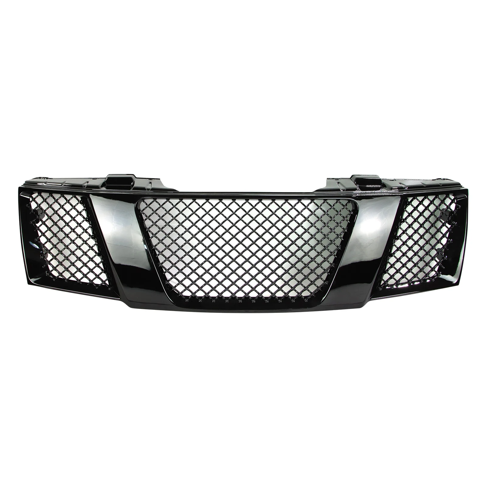 شواية أمامية لـ 2005-2008 Nissan Navara Frontier D40 شبكة سوداء لامعة #3