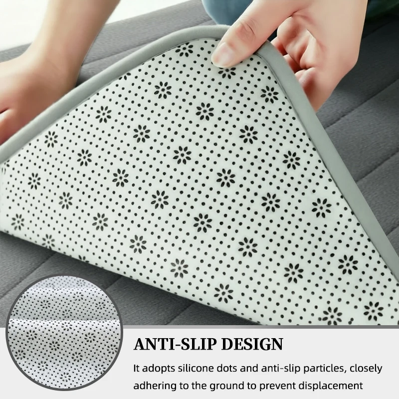 1 Stück L-förmige, rutschfeste und saugfähige Badematte, dicke, schnell trocknende Fußmatte aus Korallenfleece, mit horizontalen Streifen geprägtes Design, geeignet für Hotels, Gästehäuser und den privaten Gebrauch, rutschfester und schmutzabweisender Teppich für den Duschbereich im Badezimmer. – Detail 11