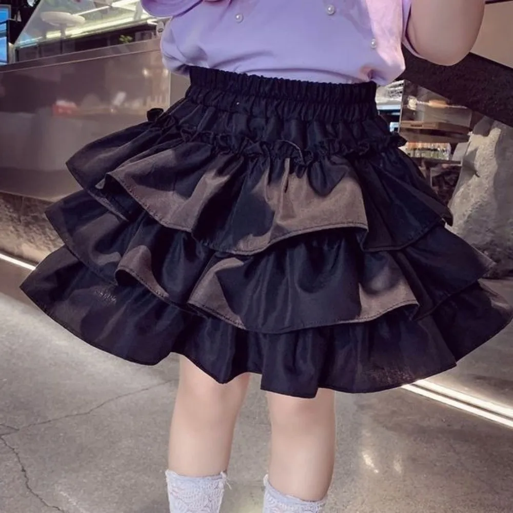 Cute Elastic Waist Pleated Cake Skirts Sweet Lightweight Bubble Skirts Ballet Style Princess Skirts Children