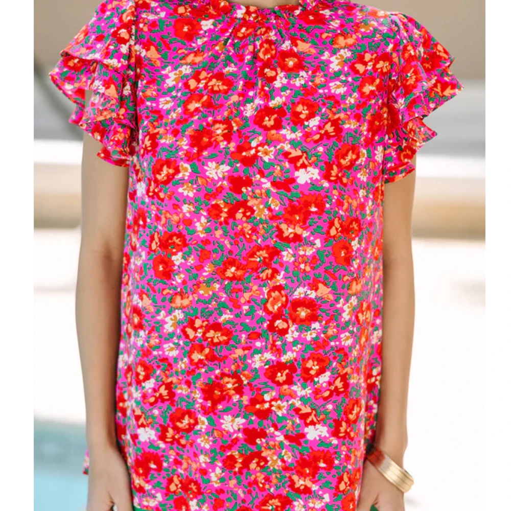 

Women y2k Aesthetic Ruffles Cap Sleeve Crop Tops Boho Floral V Neck Shirt Peplum Babydoll Patchwork Blouse Shirts Going Out