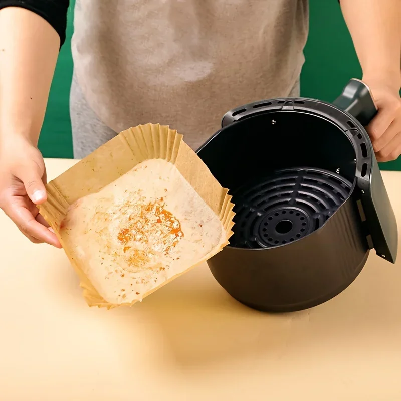 30/50PCS Air Fryer Paper Square Silicone Paper Baking Suitable for Most Air Fryers Accessories Bakeware Kitchen Dining Bar