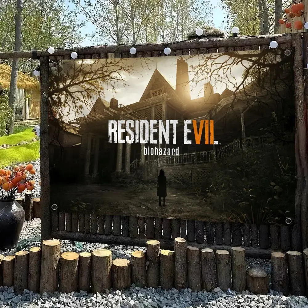 R-Resident Evil 4 Game Flags Custom Camping Outdoor Garden Room Bedroom Decor Party Backdrops Wall