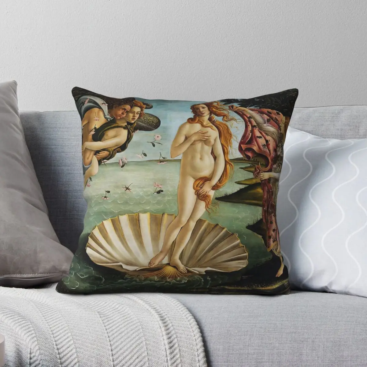 Birth Of Venus Botticelli Square Pillowcase Polyester Linen Velvet Printed Zip Decor Pillow Case Bed Cushion Cover