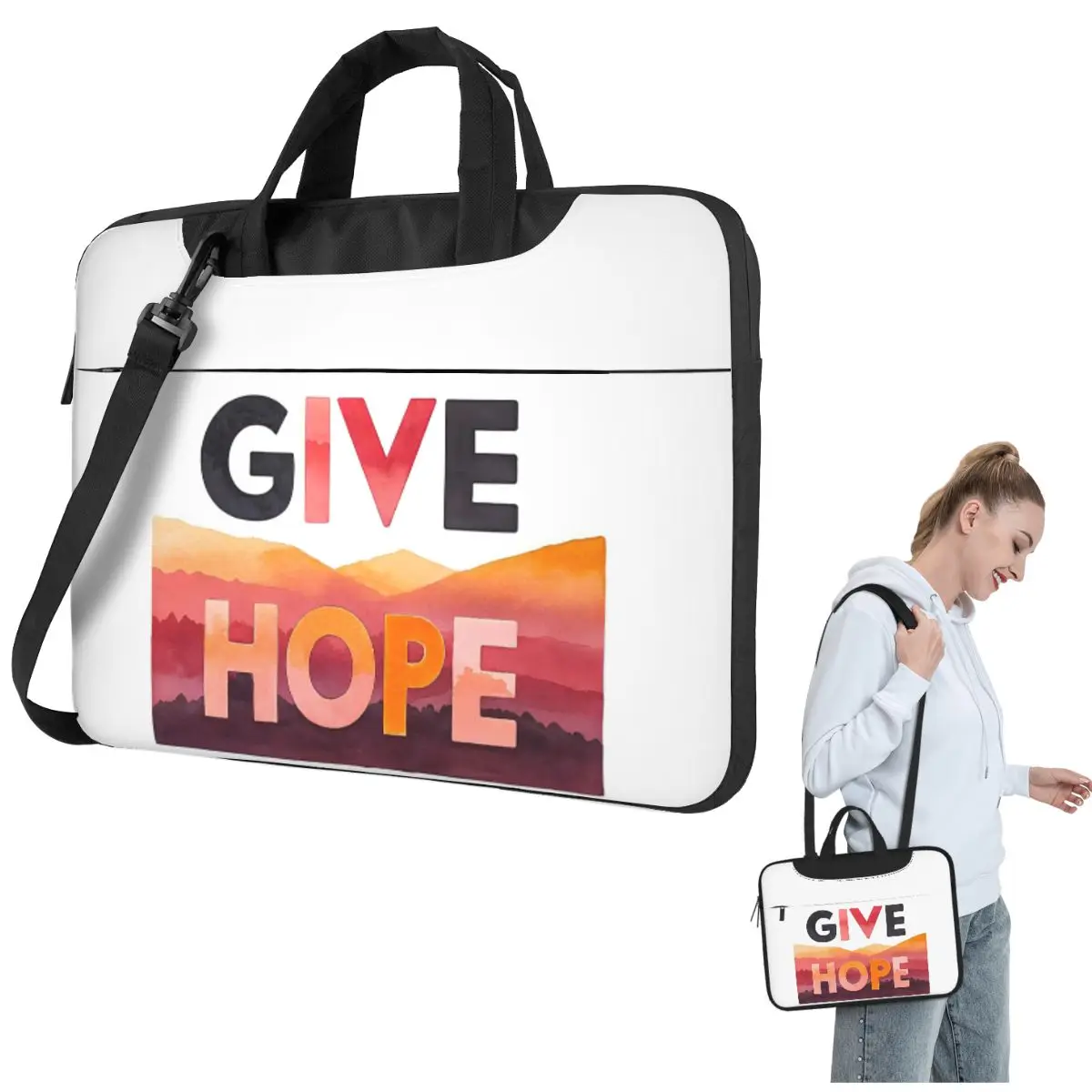

Give Hope Crossbody Laptop Bag Case Computer Bag Resistant Protective Notebook Pouch for Macbook Pro