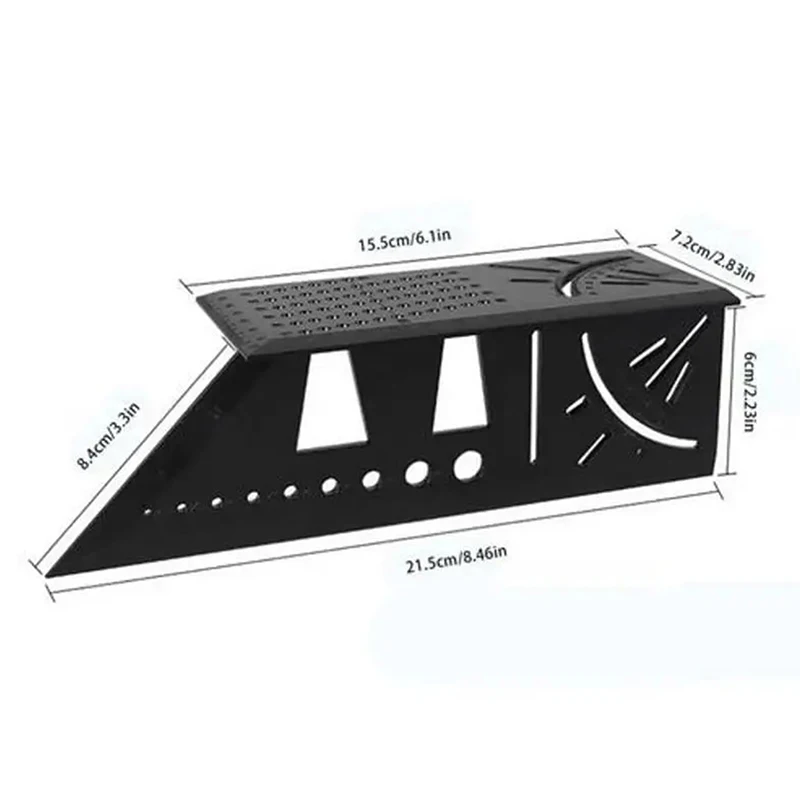 3D 마이터 각도 측정 도구, 다기능 각도 눈금자 목수 라인 사각형 측정 눈금자, 45 도 90 도 라인 눈금자 게이지