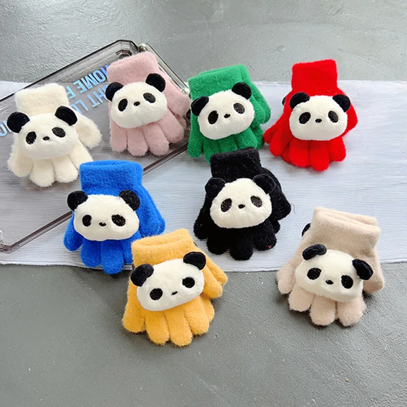 Kinder handschuhe Panda Muster gestrickte Baby handschuhe Winter verdicken Fäustlinge Voll finger Fäustlinge Neugeborene Handschuhe für Kinder 1-4y