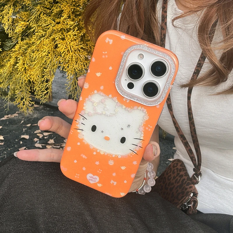 Sanrios Hellokittys الأزهار الجوف جراب هاتف آيفون 17 16 برو ماكس 15 14 13 لطيف للصدمات المضادة للخدش الهاتف قذيفة غطاء #1