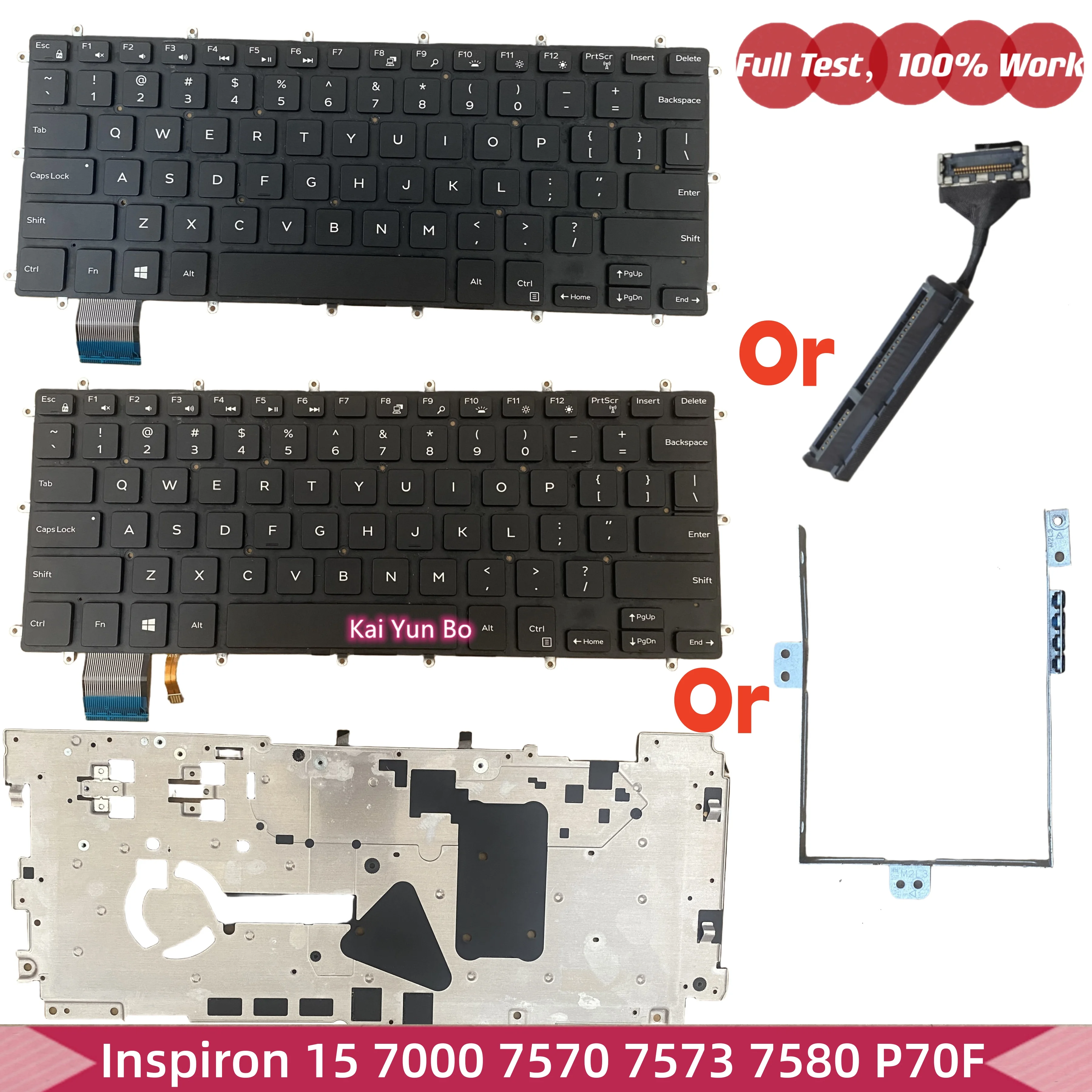 CN-0H4XRJ H4XRJ 450.0CL03.0001 Клавиатура для ноутбука Dell Inspiron 15 7000 7570 7573 7580 P70F с подсветкой (US) или кронштейн или кабель для жесткого диска или кадди 0H4XRJ