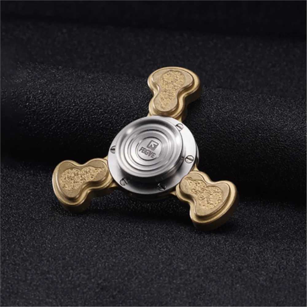 Fegve edc latão aço inoxidável fidget spinner três lâminas fidget spinner novidade brinquedo ansiedade alívio gadgets