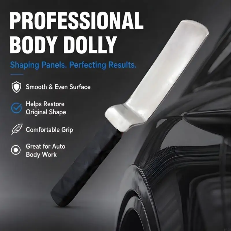 Auto Body Repair Smoothing Tool with Flat Steel Striking Face, Textured Grip Handle for Manual Metal Finishing Across H9EE