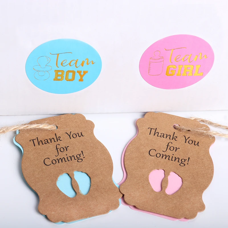 50pcs Blue Pink Baby Shower Tag Labels Thank You for Coming Gift Hanging Tags Boy Girl 1st Birthday Party Decor gender reveal