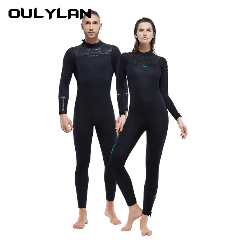 Oulylan Men Women's Wetsuit 5mm Neoprene Long Sleeve Wet Suits in Cold Water Full Body for Diving Snorkeling Surfing Swimming