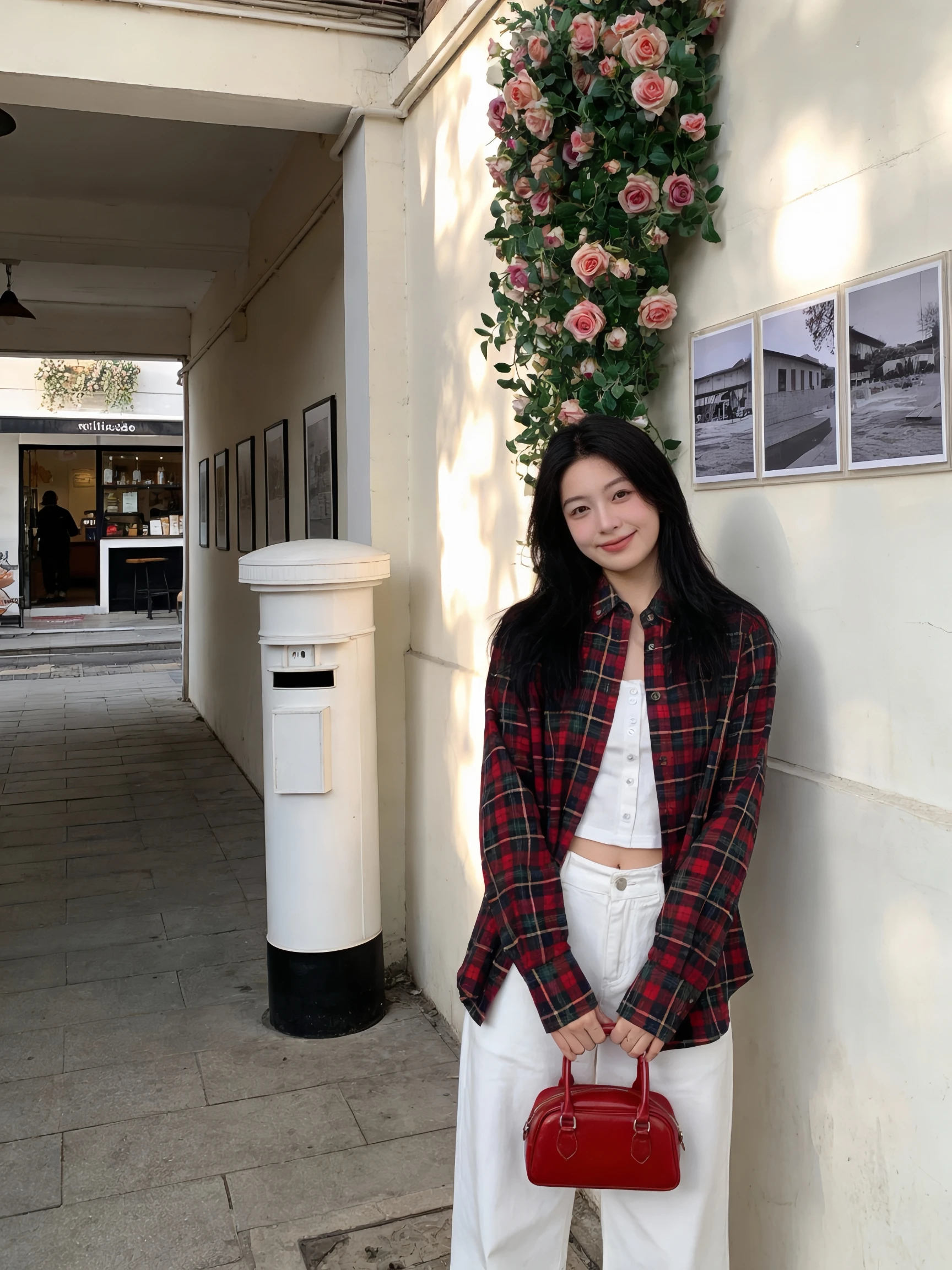 

Cisas Red Plaid AIMURSE irt Vintage Feel Brued Crt Loose Fit Cotton Long Sve Women's Casual Inner Wear