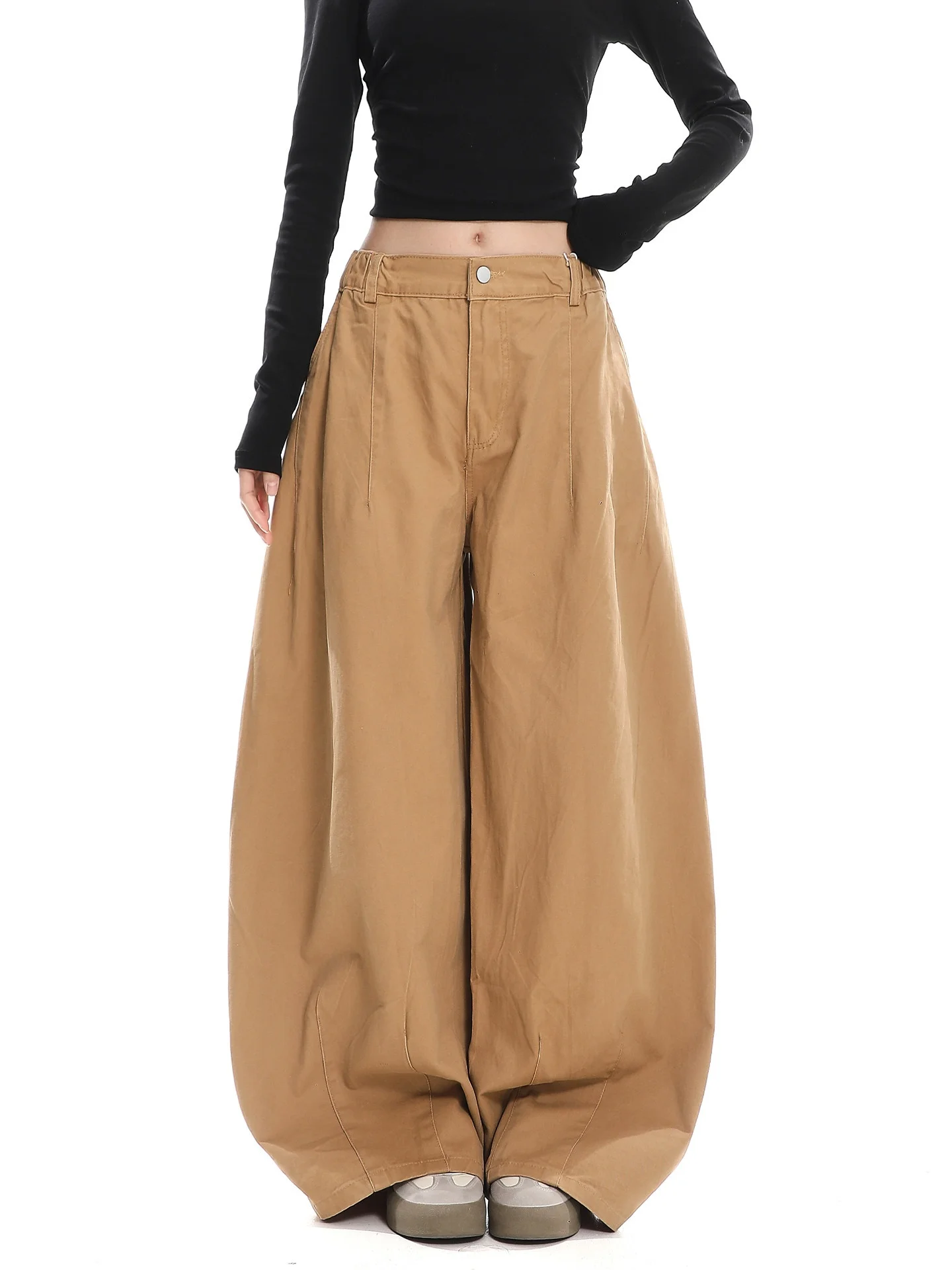 American Style Vintage Simple Knife Wide Leg Pants Women's Casual Spring Autumn New Loose Slimming Long Trousers