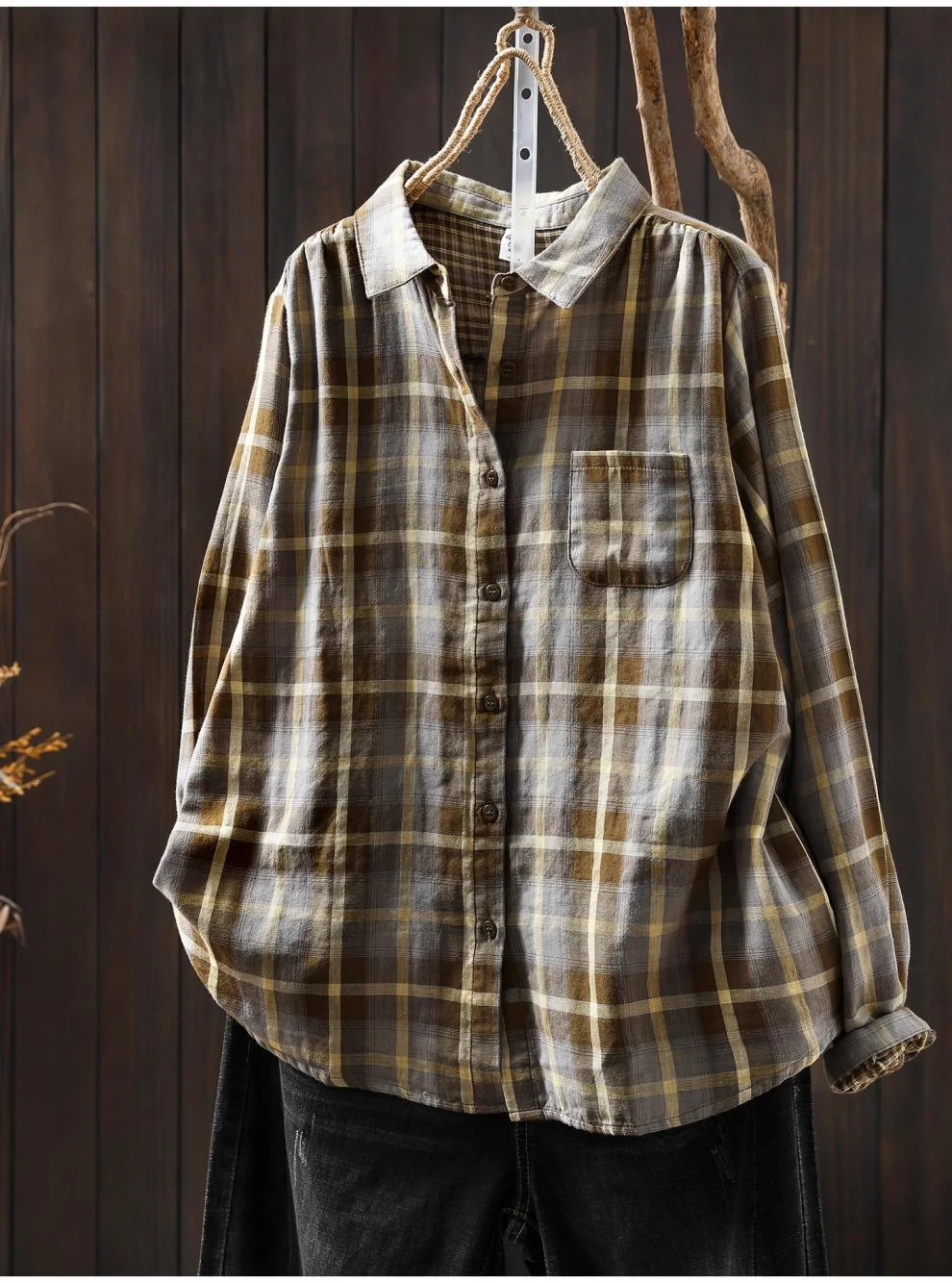 เสื้อผู้หญิงวัยรุ่น เสื้อเชิ้ตลายตารางหมากรุกสีแดงแฟชั่นเกาหลีและเสื้อเชิ้ตสำหรับผู้หญิงฤดูใบไม้ร่วงฤดูหนาวเสื้อแขนยาวผ้าฝ้ายแท้