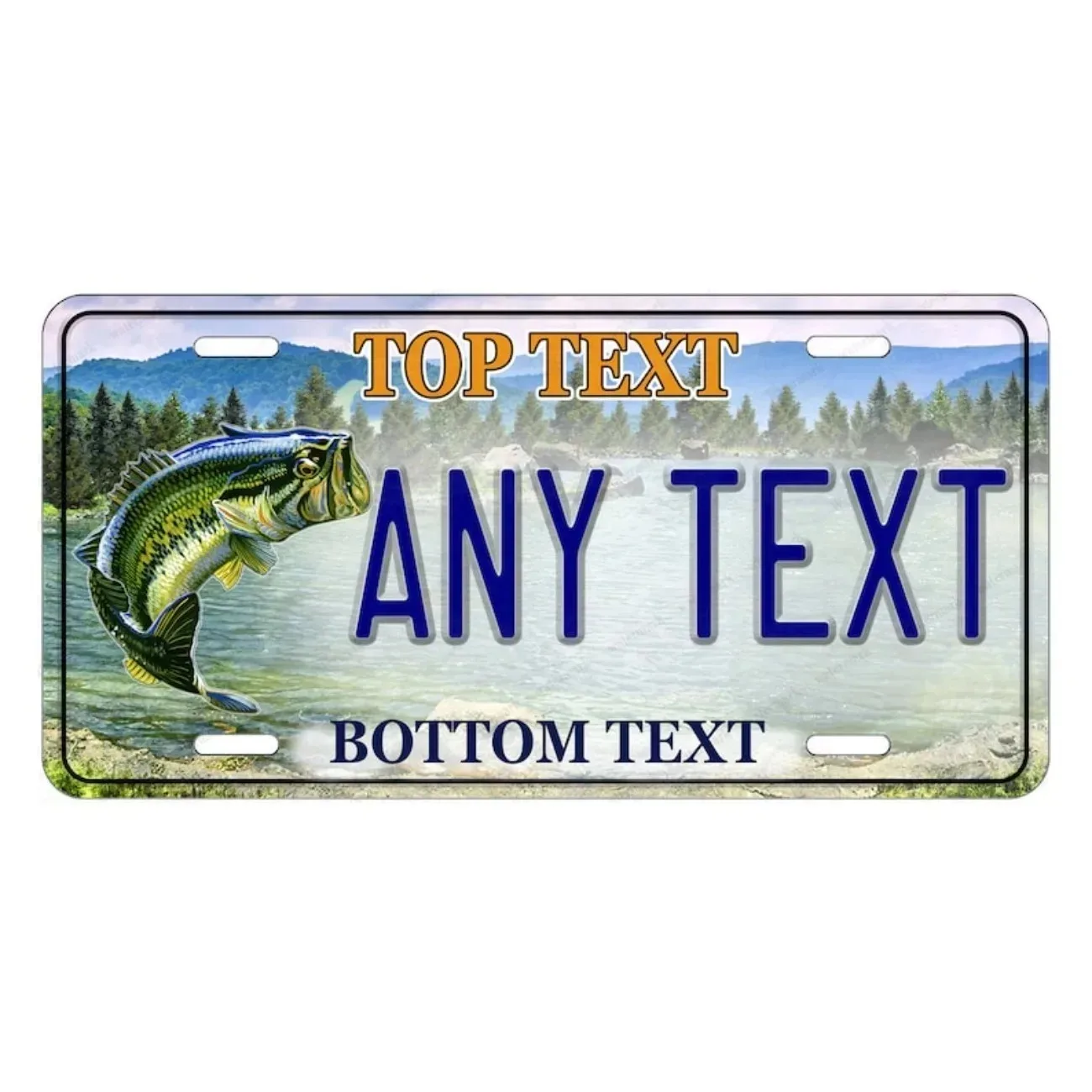 Custom Text River Landscape Fishing Metal Plate Personalized Rustic Nature Home Wall Decor