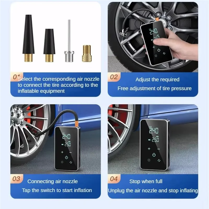 

Беспроводной воздушный насос для накачивания шин для автомобиля, велосипеда, мотоцикла, воздушный компрессор, инжектор