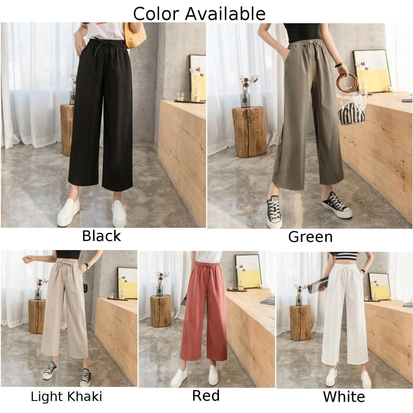 Pantaloni casual alla moda Pantaloni a vita alta Lunghezza abbigliamento regolare Pantaloni leggermente elasticizzati Pantaloni tinta unita Gita casual