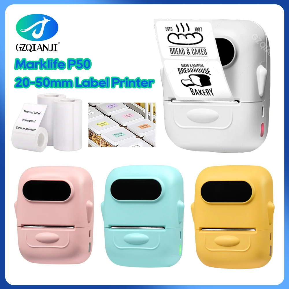 2inch Marklife P50 Portable Thermal Label Printer Sticker Impresoras Mini Photo Bluetooth Printer Self-adhesive Labeling Machine