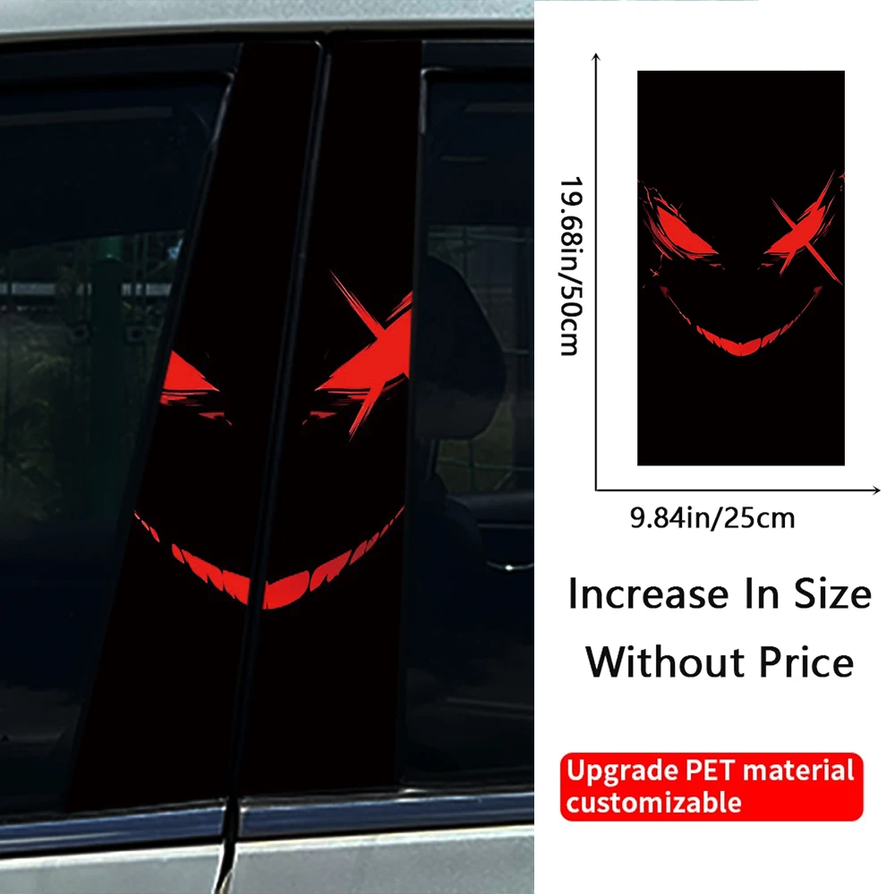 Eivl Cool Demon Smiling Face Adesivi per auto Decalcomanie Auto B Porte Pilastro Impermeabile Decorazione di Halloween Decalcomanie per protezione solare fai da te