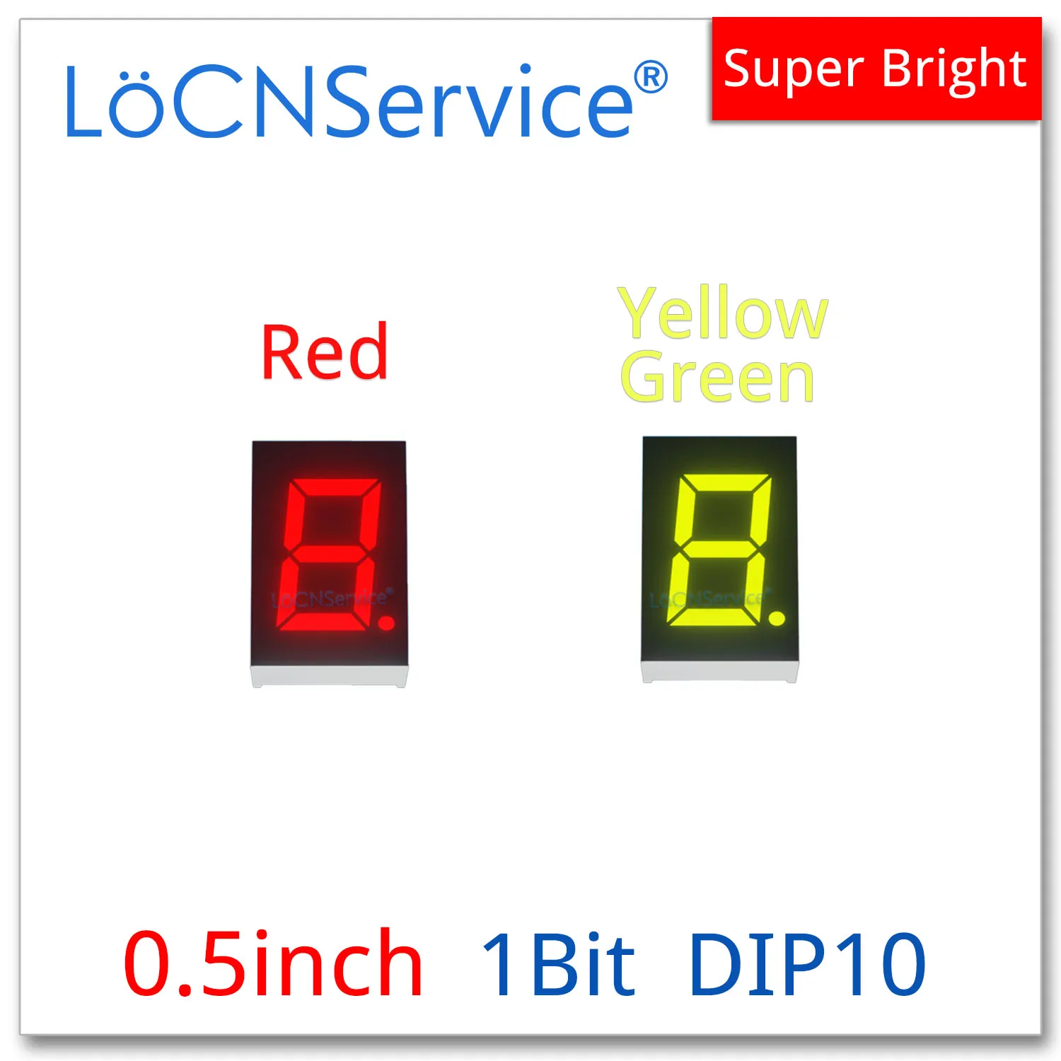 LoCNService 30PCS 0.5Inch Digital Tube LED Display 1 Bit Red Yellow Green Blue Common Anode / Cathode 7 Segment 0.5 inch