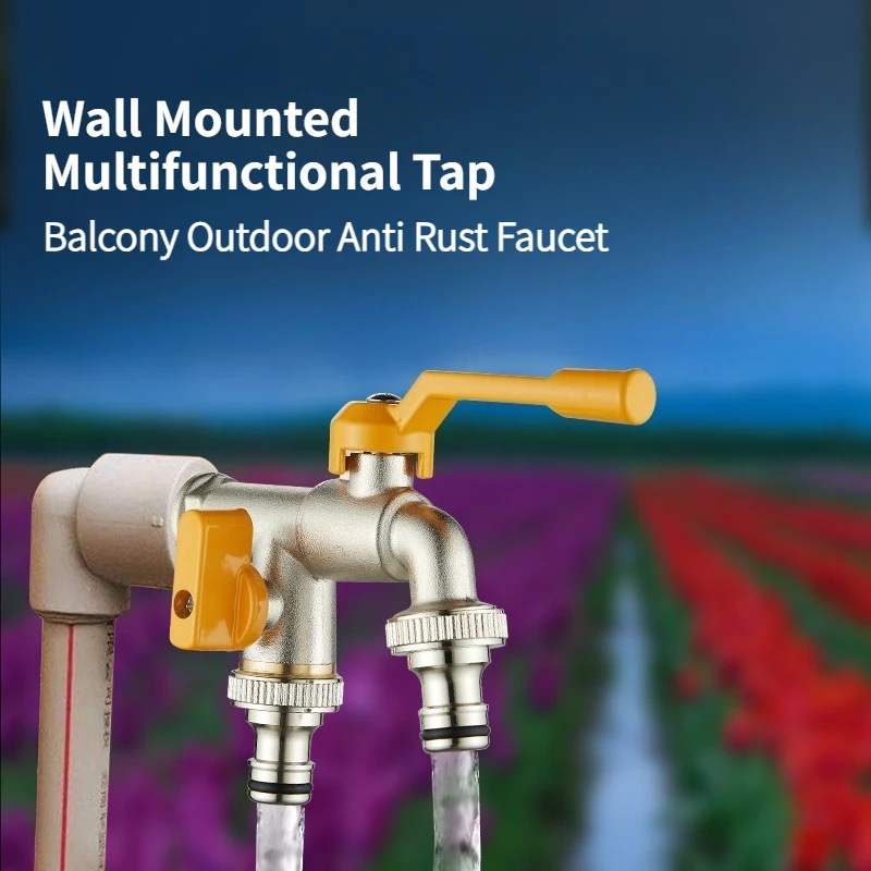 

G1/2 Открытый садовый антизамерзающий кран Балконный антикоррозийный смеситель для стиральной машины Настенный медный многофункциональный кран