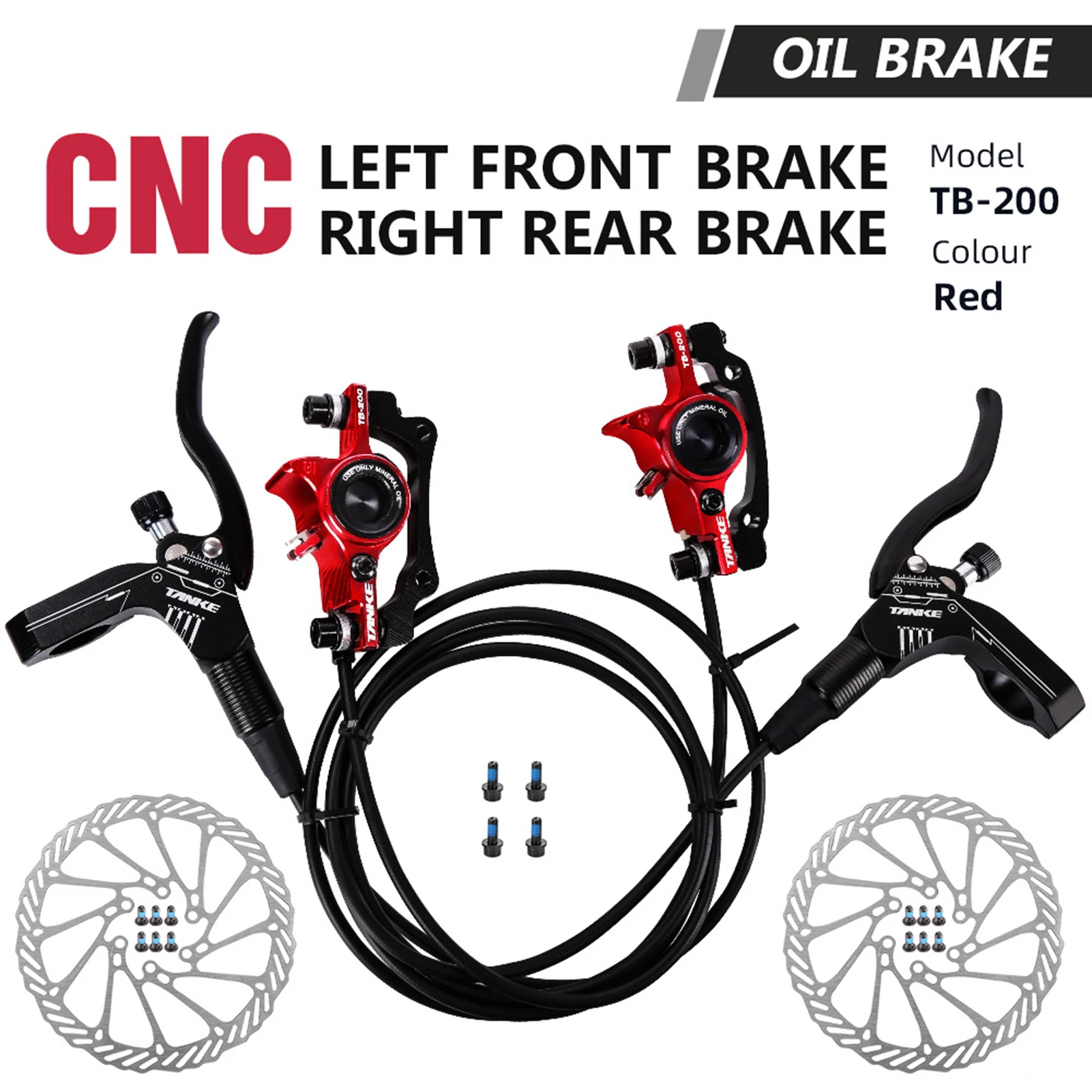 

Bicycle Hydraulic Disc Brakes Front Rear Calipers Set for MTB Mountain Bike Left Right Brake Lever Kit with 160mm Disc Rotor