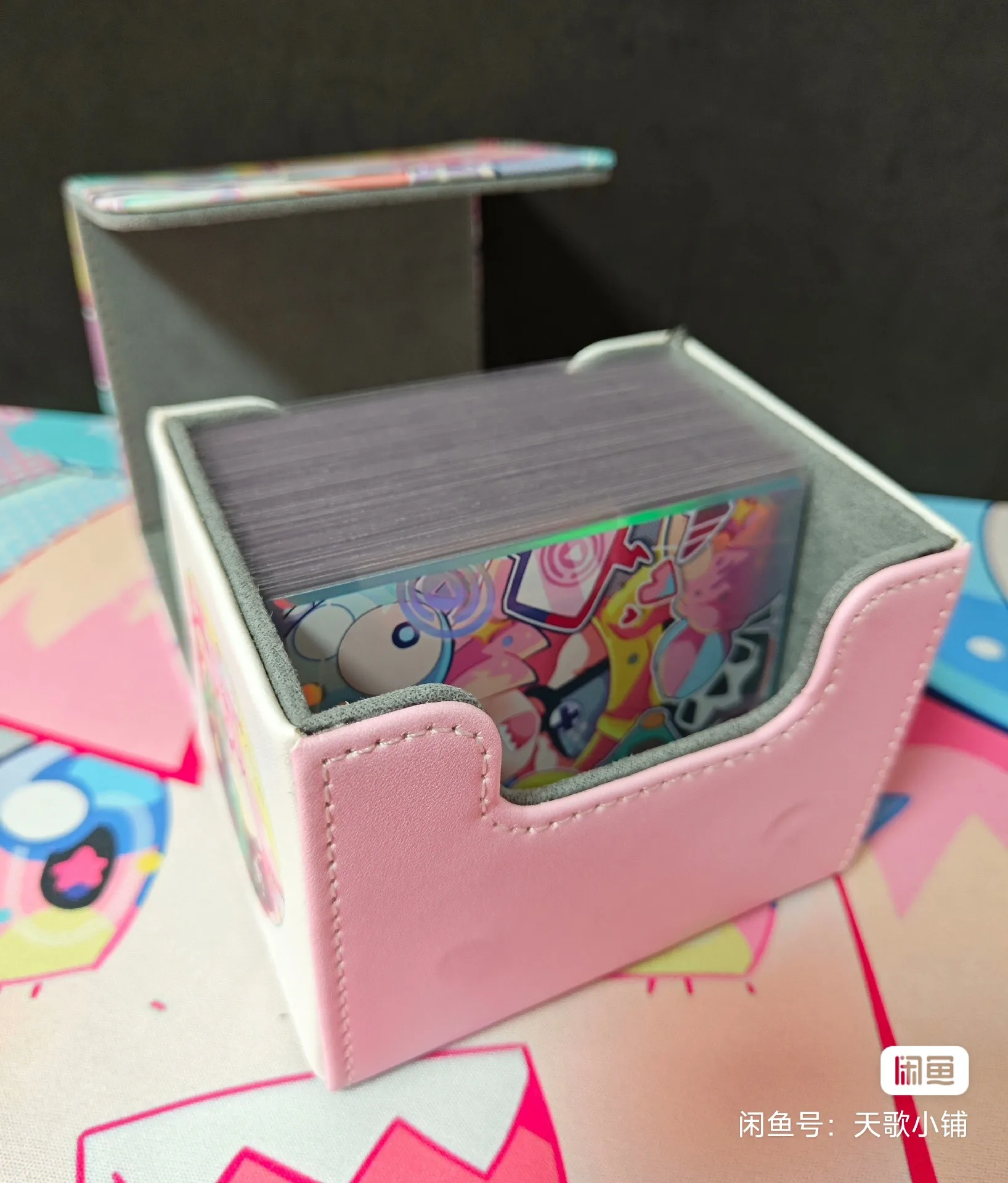 Pokemon Lono Deck Box Pink Cute Anime Girl PTCG Trading Cards Pu Leather Storage Box Protective Case