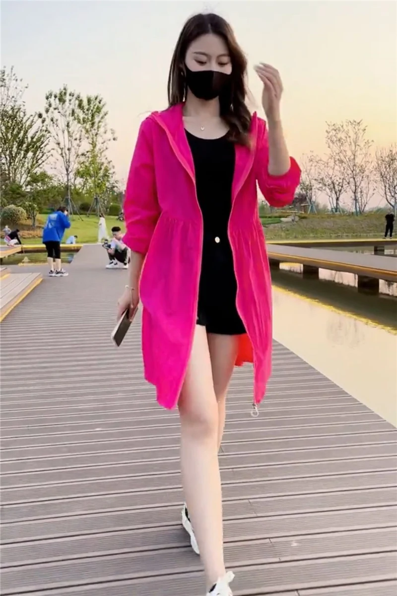 Ropa de Protección Solar para Mujer, Estilo Casual, Hoada, Versátil, con Cintura Ajustable, para Verano, Nueva Colección 2025