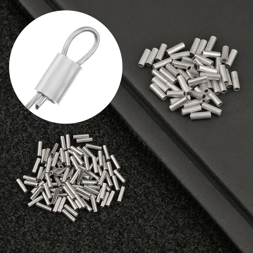 100pcs/lot Fishing Wire Tube White Round Real Aluminum Tube Wire Pipe Crimp Sleeves Sea Fishing Line Tube Accessories