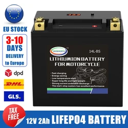 14L-BS Motorcycle Battery 12V LiFePO4 Lithium Phosphate Ion 520CCA 9AH Size150x87x145mm with BMS Voltage Protection for ATV RV