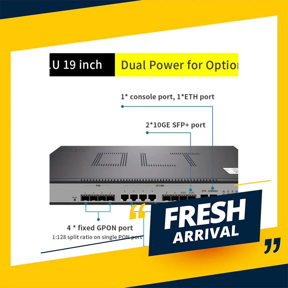 

HSGQ-G04L, HSGQ 4 GPON OLT 4 GE RJ45 ports, 2SFP ports, 2SFP+(10GE) optical uplink ports,4 pon ports GPON OLT, free shipping