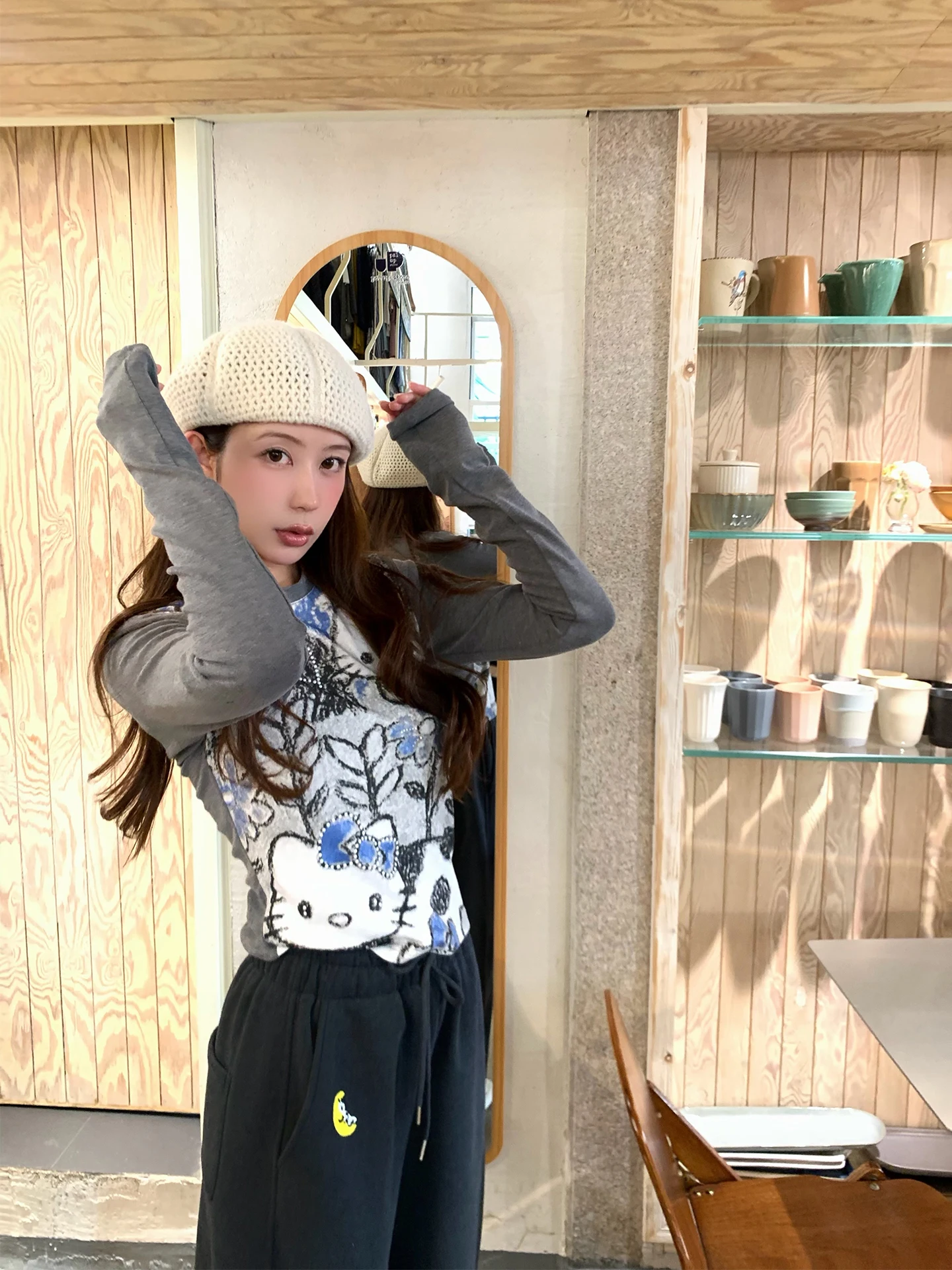 

Женская базовая футболка Xuekeke Light ey с длинным рукавом, стразами, повседневная, приталенная, с круглым вырезом, универсальная, облегающая.